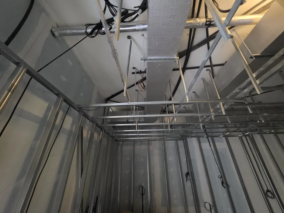 Steel ceiling framing for the acoustic ceiling