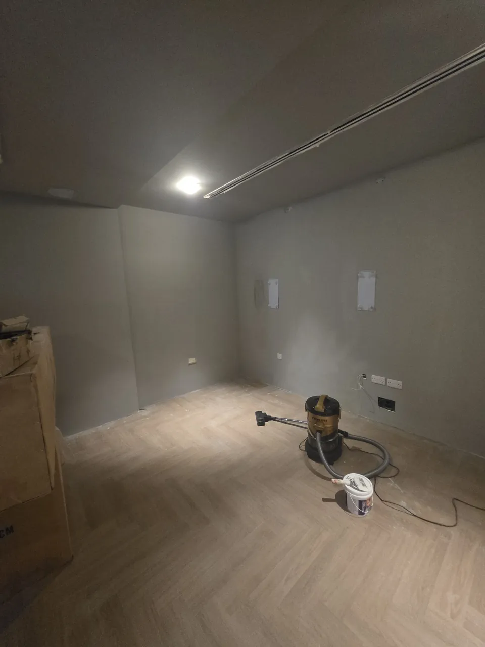 The lined room before the seats and screen went in