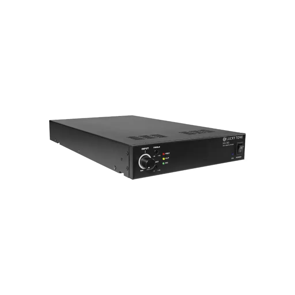 Lucky Tone HA-1250 1* 250W Power Amplifier, 100V line and 8 Ohm, Half U Rack mountable