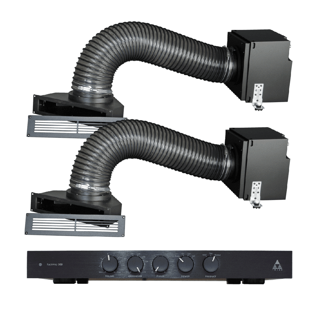 [MFS-BDL5] Triad Mini Series Flex Subwoofer Kit | Two 8" Subs + 300W Rack Amp (Vent Style Grille)