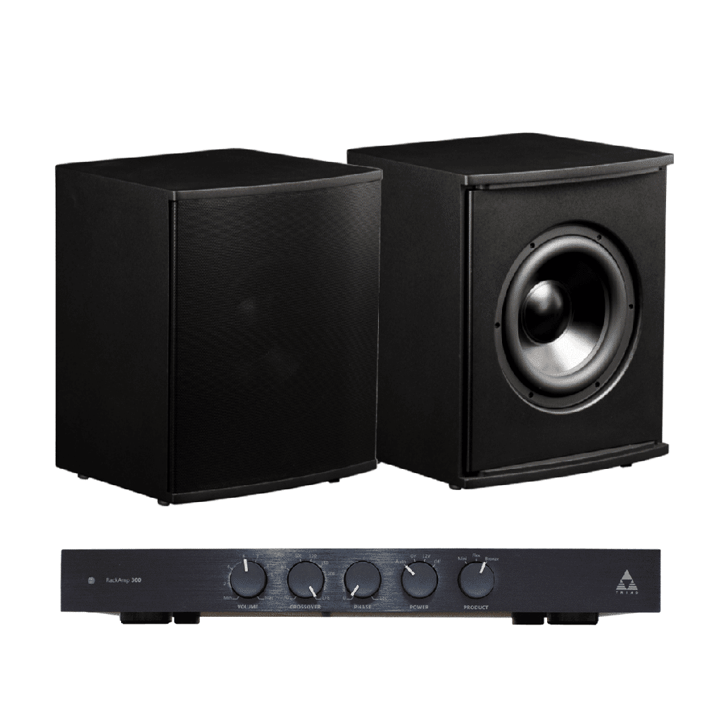 Triad Mini Series In-Room Subwoofer Kit | Two 8" Subs + 300W Rack Amp (Painted)